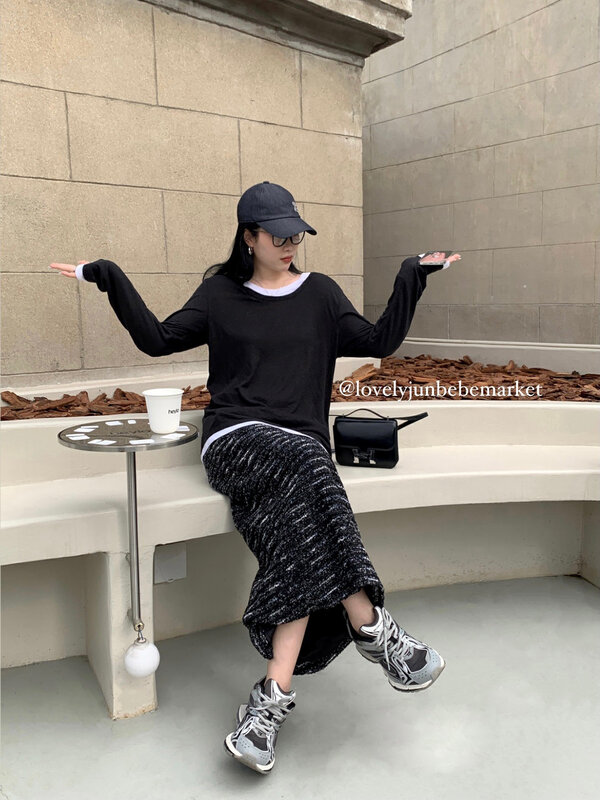 【DT CLASSIC】Simple and versatile bottoming long-sleeved T-shirt with color matching edge D5139# JHY