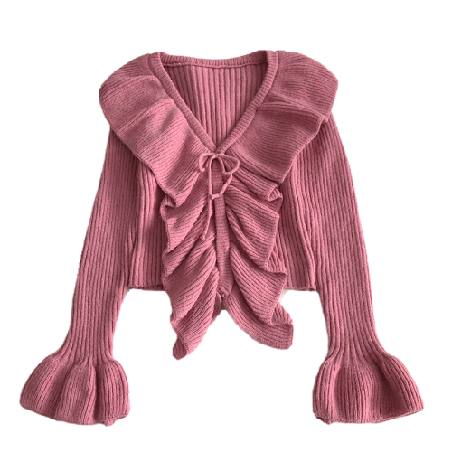 2022 autumn and winter Korean style retro all-match foreign style pink sweater for women