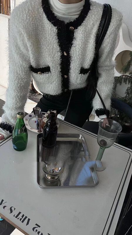 【MI NI】Xiaoxiang style short color contrast knitted cardigan 9572# PCZ