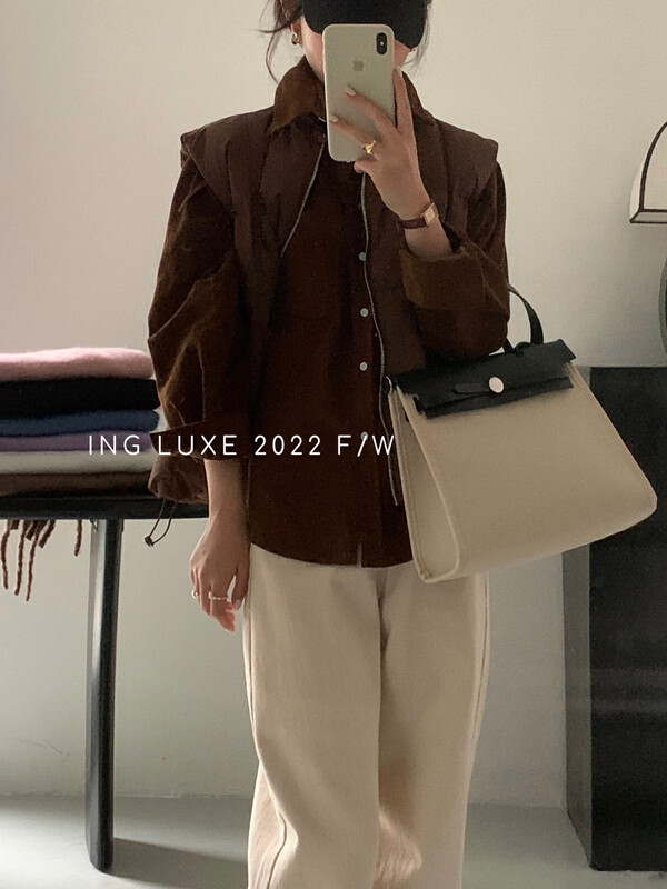 [ING] All-match commuting brushed corduroy shirt 8299