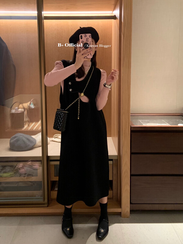 [B Plus] Korean version of the simple warm winter fresh casual lazy all-match vest dress 22-8606-2