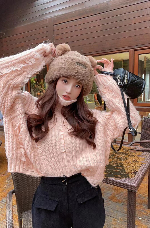 【MI NI】Pure color turtleneck all-match sweater 9527-1# PCZ