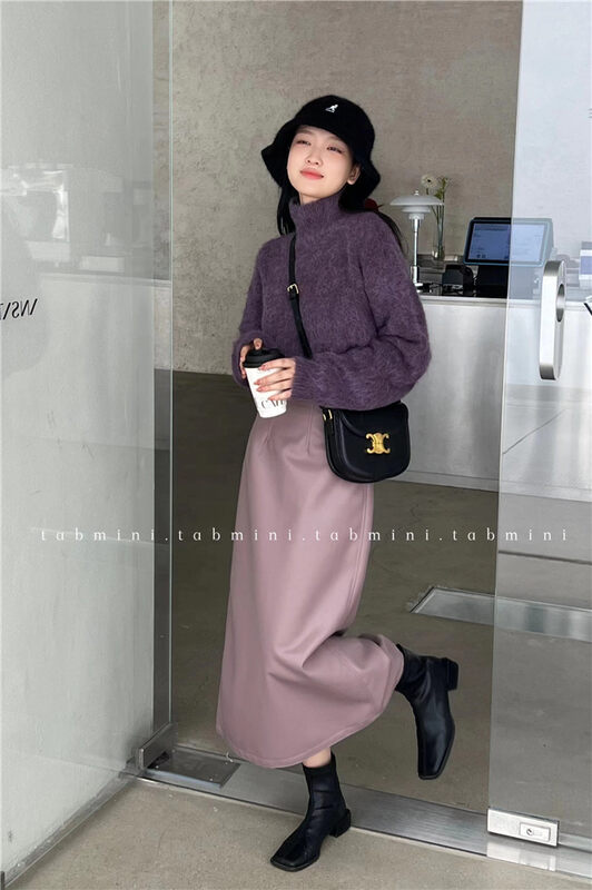 【TABMINI】Straight slim back slit skirt 11399-G# LXC