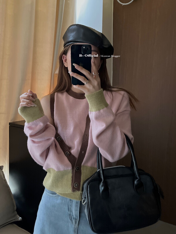 [B plus] ins blogger with the same style exquisite and cute commuter knitted sweater suit 22-8378-2