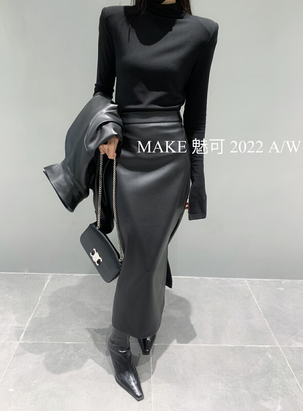 [MAKE Charm] Skirt with side slit plus velvet skirt 3535# OZQ