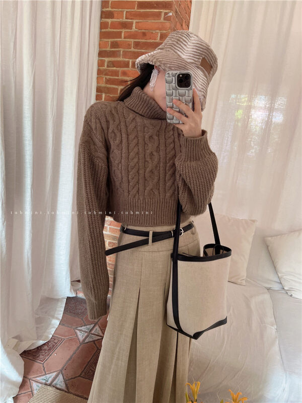 【TABMINI】High collar short twist warm sweater 15003-SA# LXC