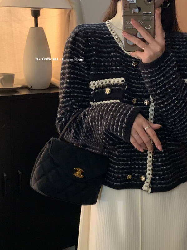 [B Plus] Korean version of fresh and fragrant knitted short jacket 22-8428-2