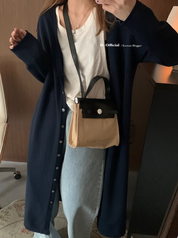 【B Plus】Early autumn simple all-match casual loose knitted jacket dress 22-8162-2# FHX