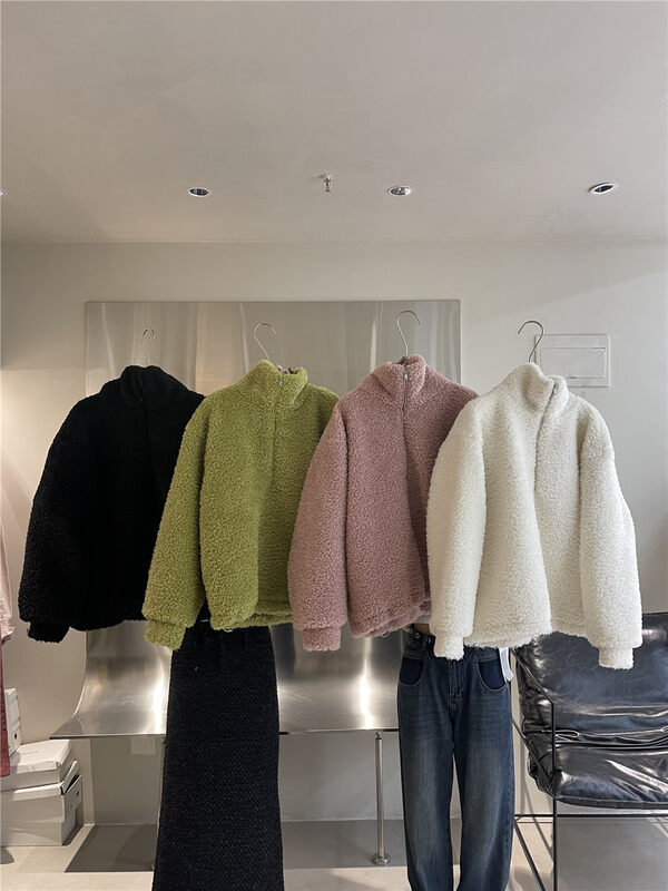 【IN.CHOOSE U】Simple Texture Plush Loose Short Jacket 67380# CQW