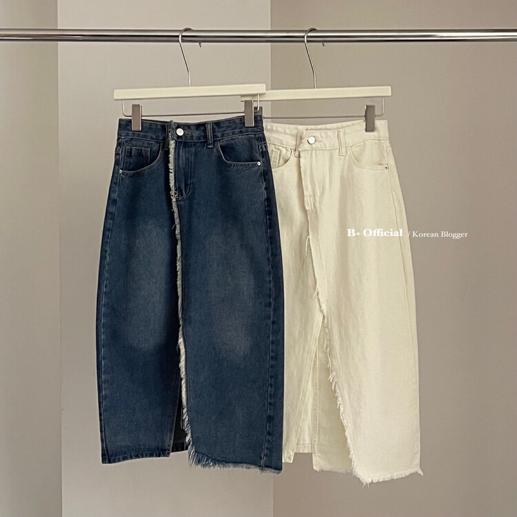 【B Plus】Early autumn simple design tassel denim skirt 22-9958-2# FHX