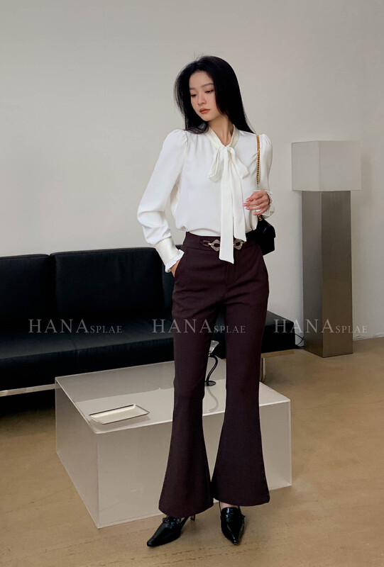 [HANNA Hanna] simple solid color slimming micro lasso casual pants women's high waist commuting all-match trousers casual pants H3551