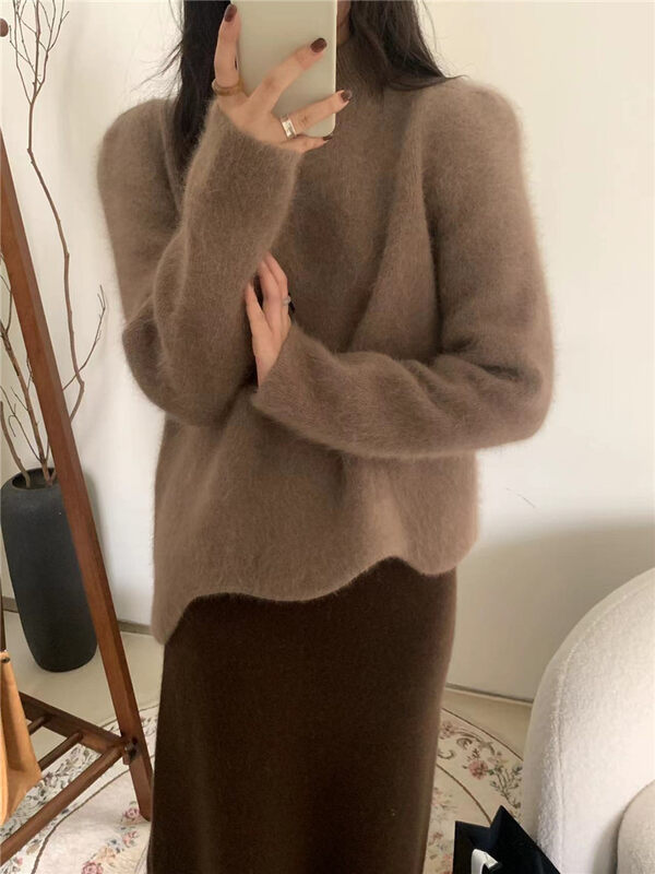 【WANWAN】Korean Gentle Solid Color Warm Sweater 2725# HBX