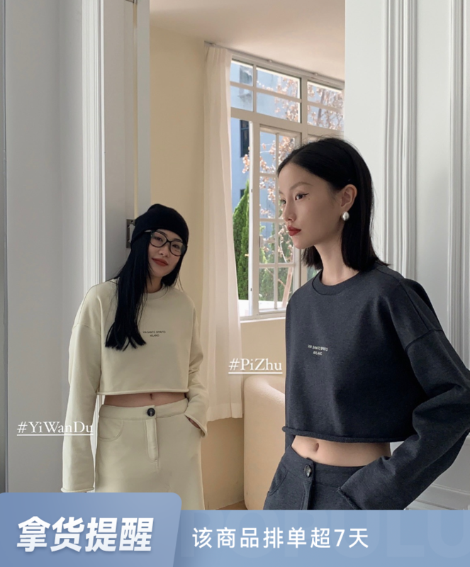 【DT CLASSIC】簡約百搭寬鬆短款字母加絨衛衣  D5266#  JHY