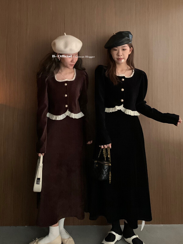 [B Plus] Late Autumn Simple and Versatile Fragrance Corduroy Suit 22-8287-2