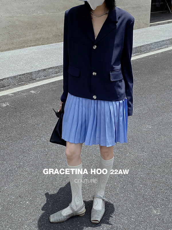 【GRACETINA HOO】Design stitching pleated skirt suit WT6180-1