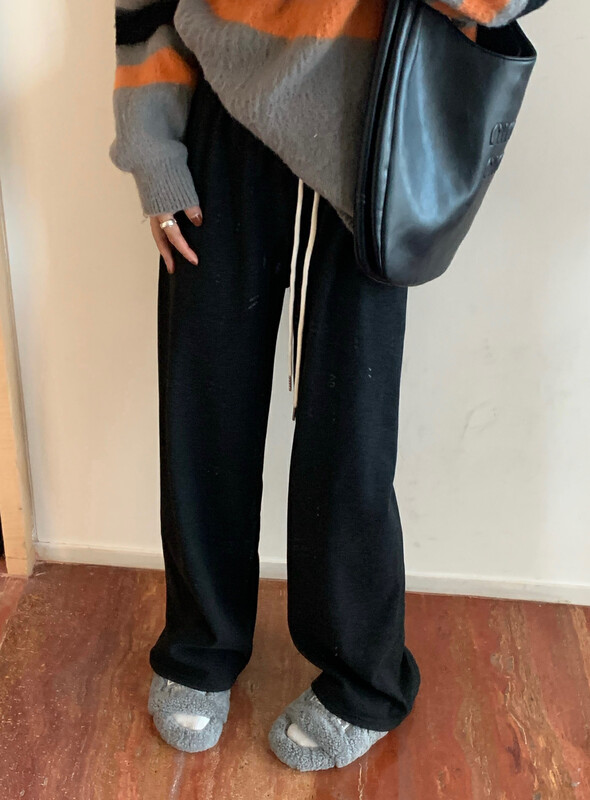 [Timely Rain] Hanfeng ins thickened plus velvet straight sports casual pants R218# WPL