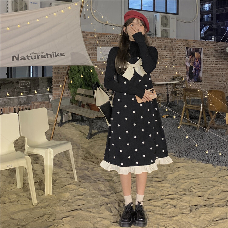 [Timely Rain] Korean style ins sweet design bow dress (only sell suspender skirt) 40778# WPL