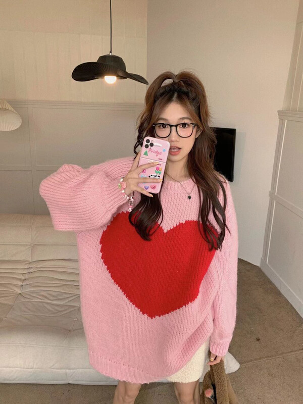 [Timely Rain] Hanfeng ins design love soft waxy warm sweater R758# WPL