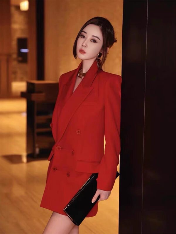 【TAN】Slimming suit with shoulder pads C3299# JJ