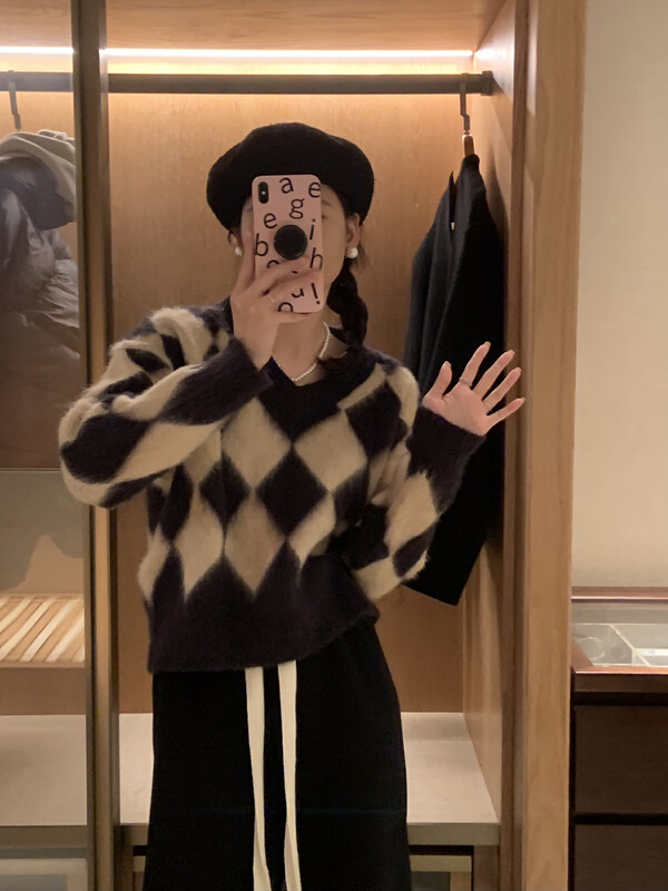 [B Plus] The same style of the Korean generation warm winter Ling style shabu-shabu thickened sweater 22-8557-2
