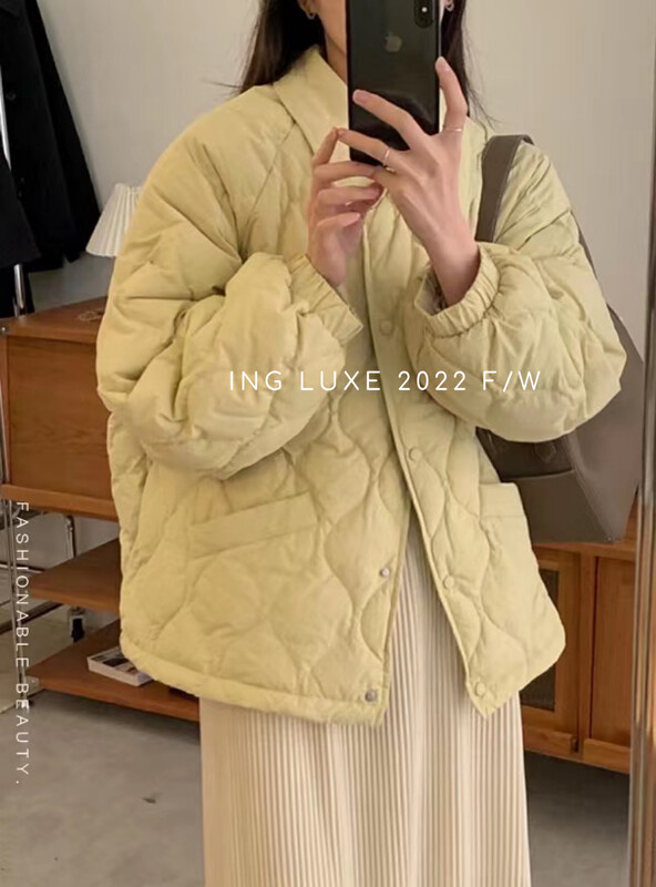 【ING】Korean version Lingge lapel thin 90 white duck down warm down jacket 8352# FHX