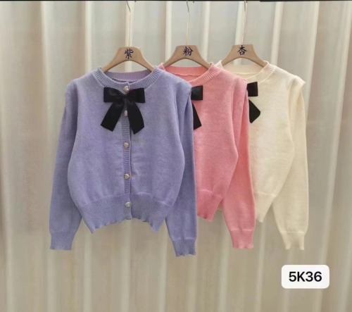  new Japanese style sweet taro purple bow knitted cardigan autumn and winter new small fragrant wind sweater jacket women