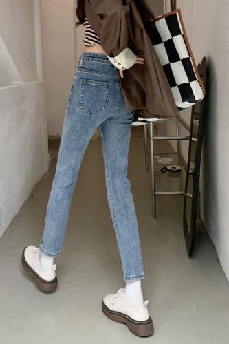 Real price autumn and winter 2022 new tight-fitting high-waisted thin all-match black stretch jeans