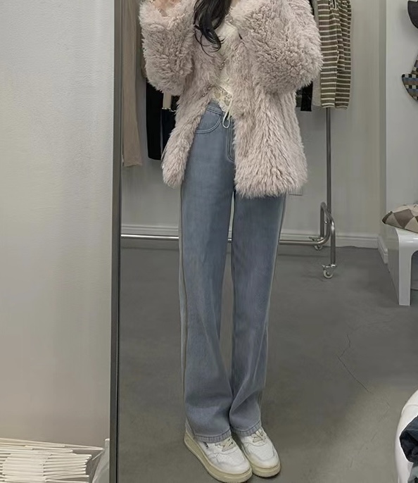 【ARE STUDIO】Designed high-waisted denim jeans with color contrast 92653# OZQ