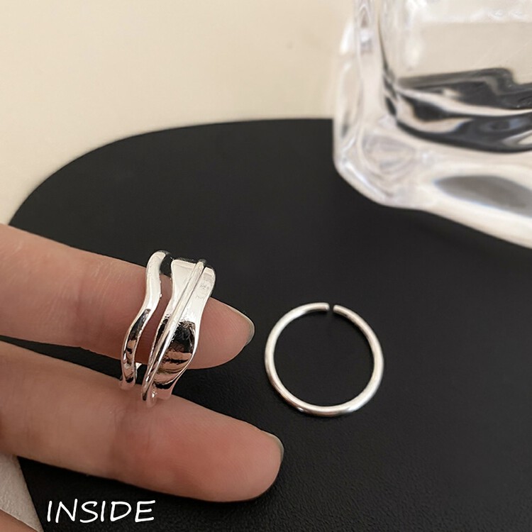 【INSIDE】Korean style simple plain ring double layer stacked with two rings (with random box) J3625# ZXL