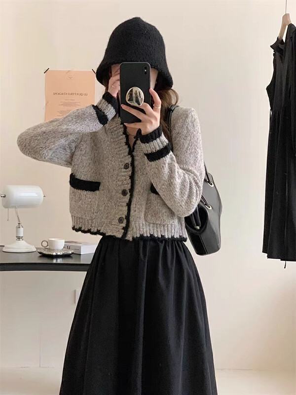 【BY】French style short style women's autumn and winter knitted sweater 0264# CL