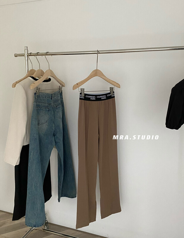 Original price 55.27! 【MRA】Giant slim letter waist fashion straight casual pants J2195