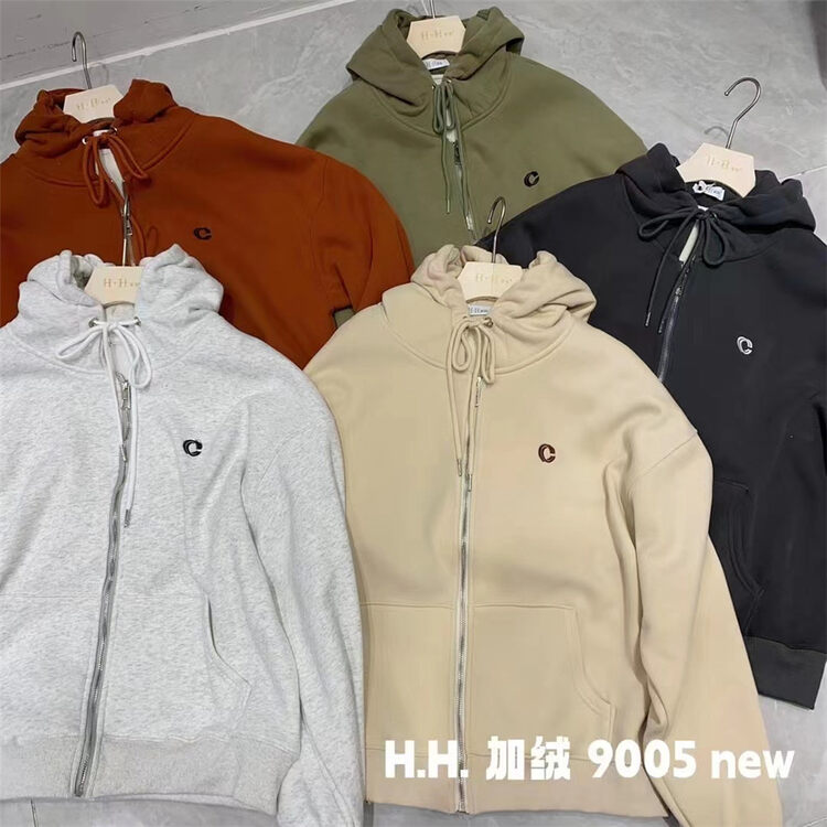 【HH &MISS LAI】Simple embroidery plus fleece hooded zipper sweater YS1-9005# L