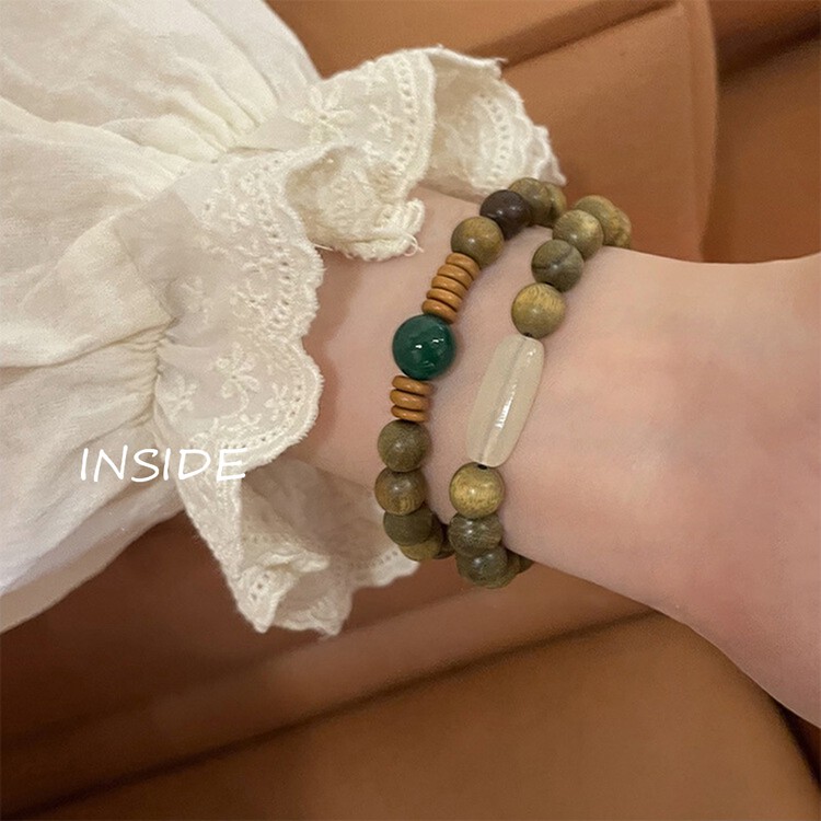 【INSIDE】Fashionable New Chinese Style Retro Guochao Sandalwood Beaded Bracelet (Random Delivery with Box) S3702# ZXL