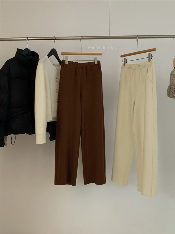 【WANNA OUR】Elastic waist net wool loose casual pants (wool 100%) 229980# ZXL