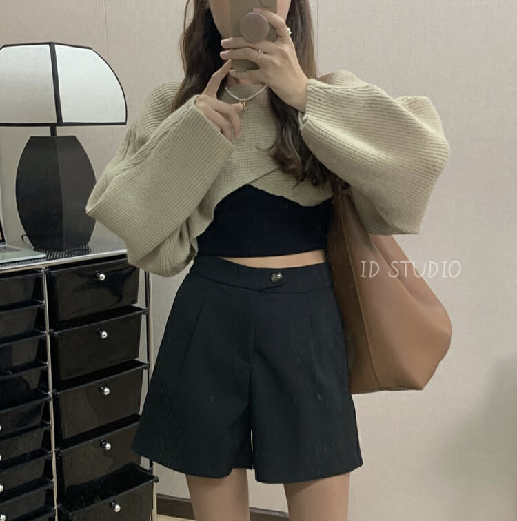 【I-D】Korean style all-match short warm sweater R3230# L