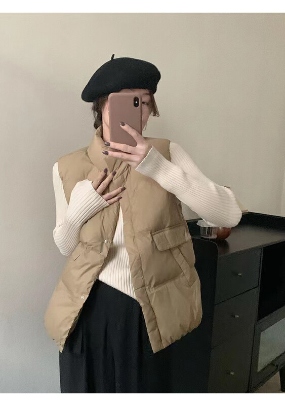 【I-D】Korean version all-match double pocket down vest Y9023# L