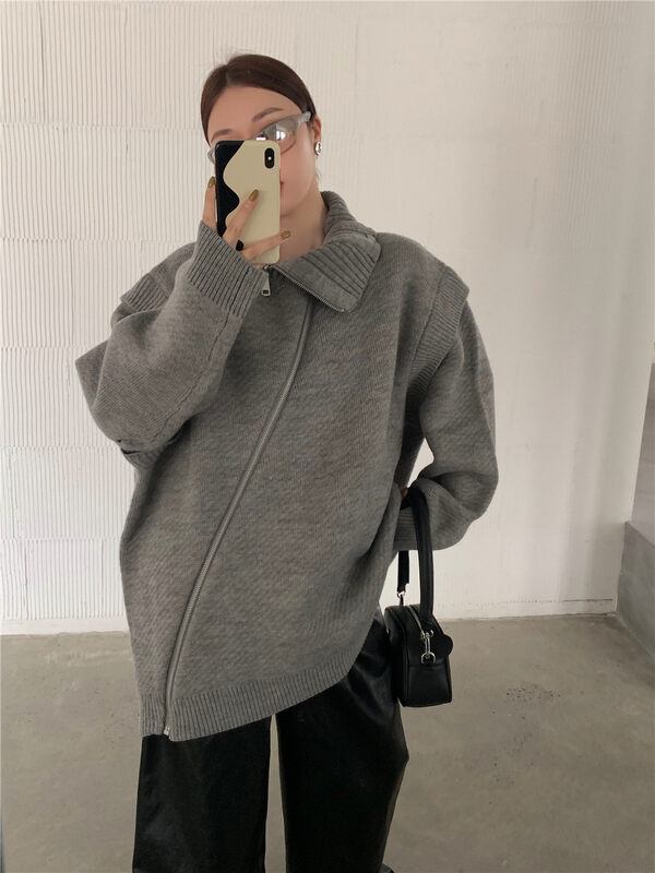 【DTU】Casual Loose Lapel Lapel Warm Sweater 33250# LSL