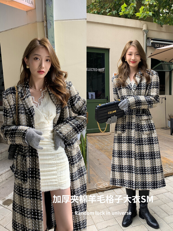 [ZY] High-end custom wool woolen jacket with small fragrance style over the knee long coat with belt (with belt) ((wool woolen with warm padded lining)) 18285# JHY