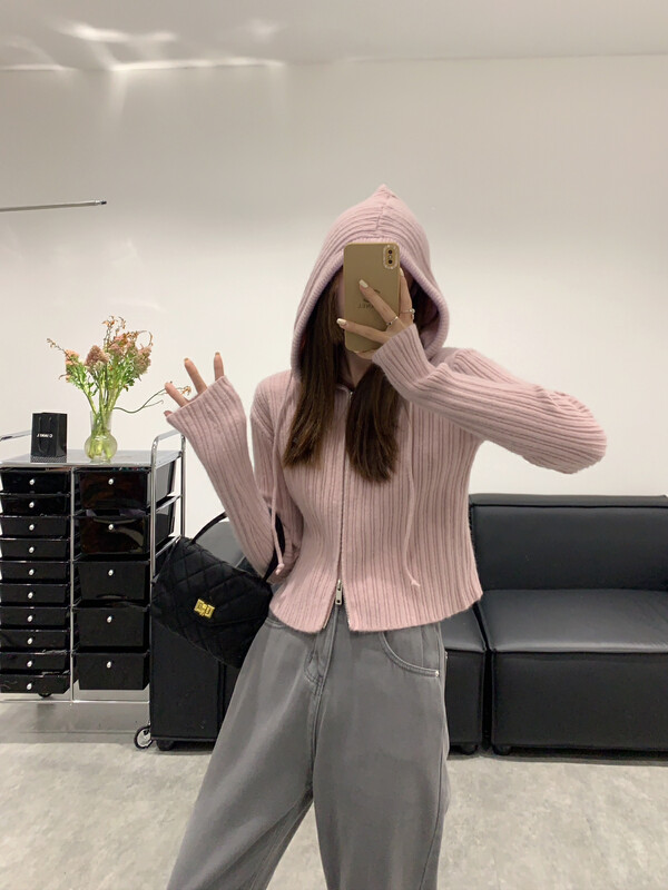 【VANESSA】Long-sleeved double zipper all-match warm sweater 8602# OZQ