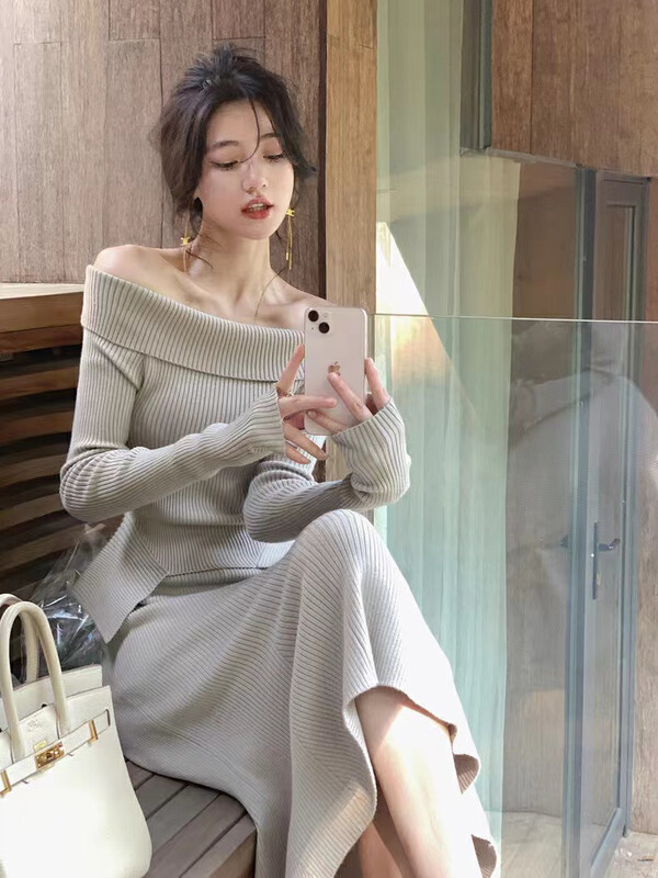 【ARE STUDIO】Fashion solid color one-shoulder sweater 92550# OZQ