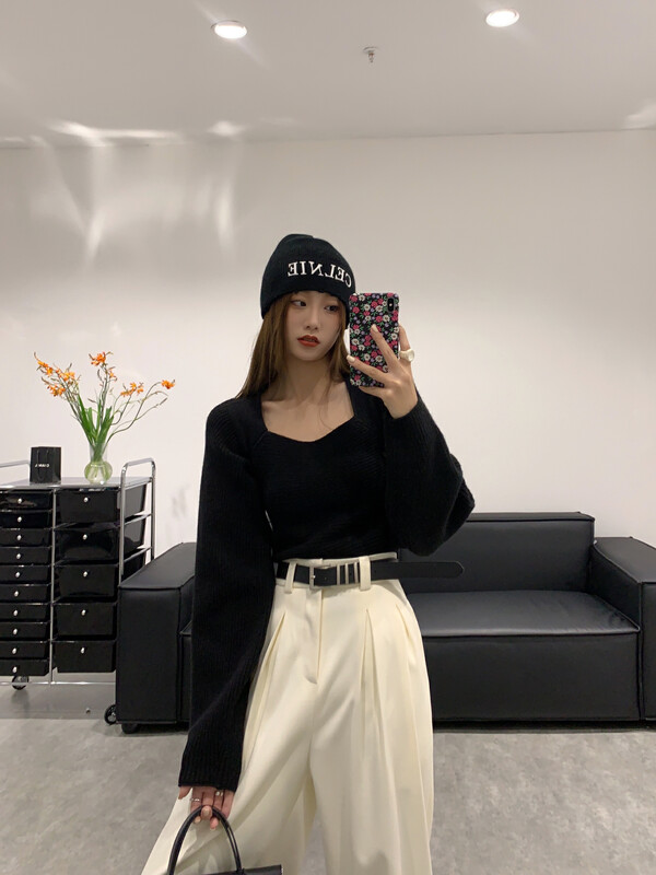 【VANESSA】Western Style Right Angle Shoulder Thickened Versatile Warm Sweater 8230# OZQ