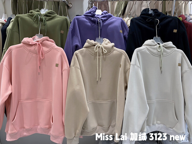 【HH &MISS LAI】Hooded pullover plus fleece comfortable sweater 3123# L