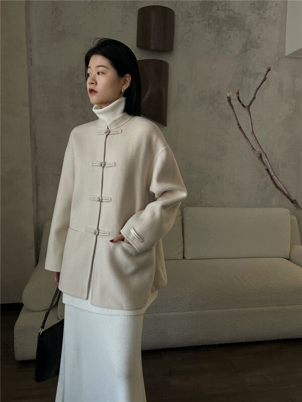 【SOUL】New Chinese style buckle design casual wool coat (including 100% wool) 2776# CLS