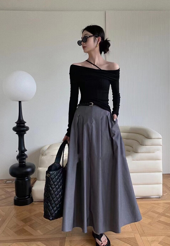 New in Autumn! [WGWE] High Waist Pleated Korean Style Skirt 2721# FHX
