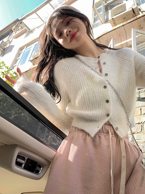 【WGWE】Designed long-sleeved short knitted cardigan 3049# FHX