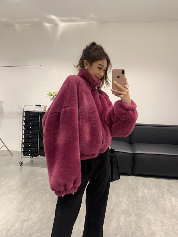 【VANESSA】Super soft fur coat with drawstring high collar warm fur coat 8100# OZQ