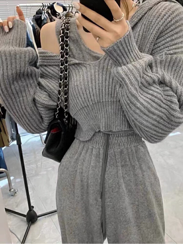 【WGWE】French lazy loose all-match warm sweater (only sell tops) 2924# FHX