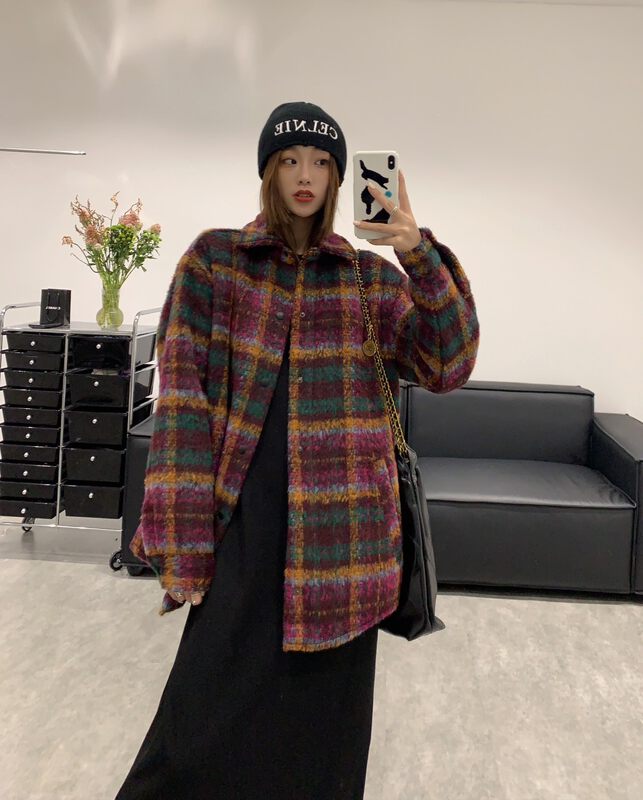 【VANESSA】Retro contrast color custom woolen cotton coat C-727# OZQ