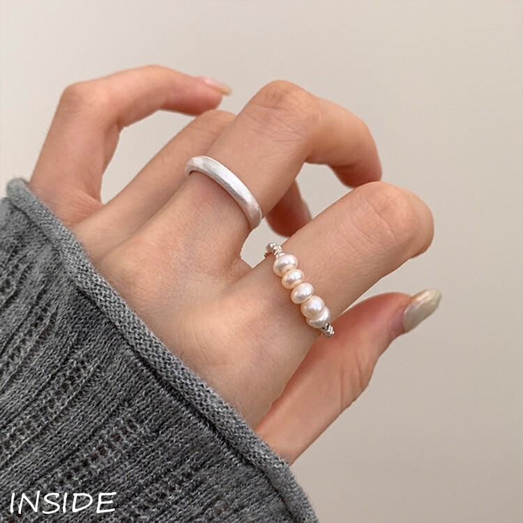 【INSIDE】Korean style exquisite high-end handmade freshwater pearl dumb silk ring (with random box) J3701# ZXL