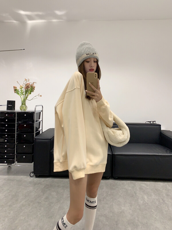 Original price 178.99! 【VANESSA】Korean style minimalist fleece mid-length sweater 8700# OZQ